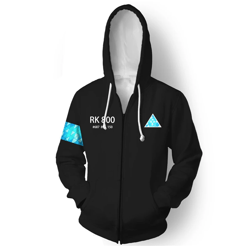 Игра Детройт стать человеком Коннор RK800 3D принт Толстовка Косплей Костюм Весна