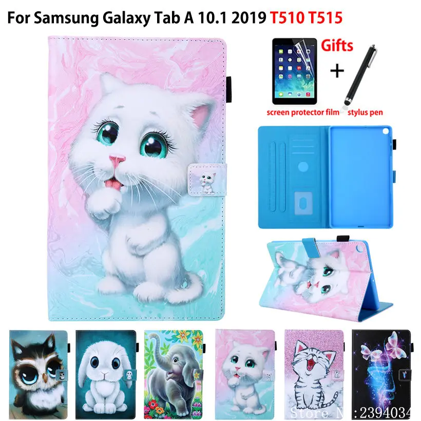 Флип чехол с подставкой и рисунком кошки для Samsung Galaxy Tab A 10 1 2019 T510 T515|Чехлы