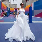 Пикантные Свадебные платья Русалочки 2022 со съемной юбкой со спущенными плечами Сатиновые свадебные платья, белое платье на свадьбу, платье vestido de noiva