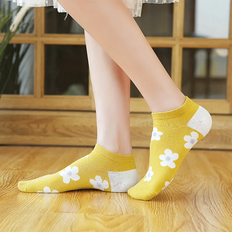

New Spring and Summer Women's Boat Socks Cotton Small Flowers Shallow Mouth Socks 1 Pair Ins Tide Socks Kawaii Socks Wholesale