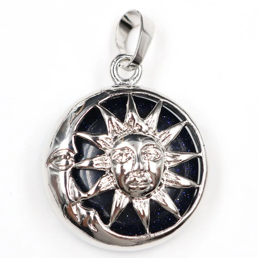 FYJS уникальный посеребренный медальон полый солнце тигровый глаз камень подвеска