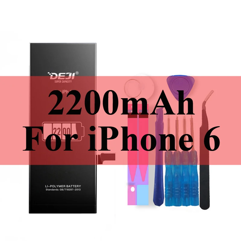 2200mAh For iPhone 6 Deji Аккумулятор для Apple iPhone 5S SE 6 6s 7 4s 5 8 X SE 6Plus 6sPlus 8Plus Plus iPhone7 1430mAh-3410mAh сменный литий-полимерный батарея+бесплатный инструмент для Apple iPhone 5s SE 6 6s 7 Мобильный телефон батарея - Цвет: 2200mAh For iPhone 6