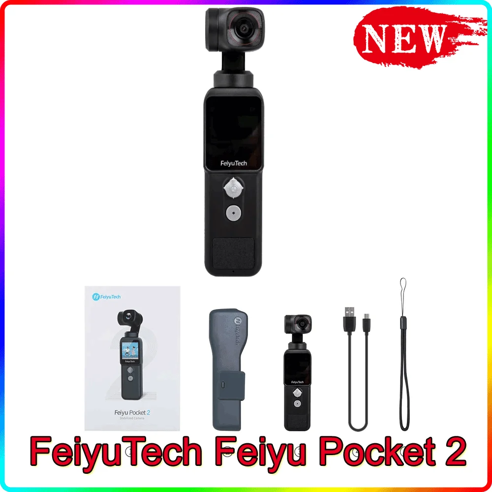 

FeiyuTech Feiyu Pocket 2 Light Handheld 3 Axis Gimbal Stabilized 4K Video Action Camera with Mic 130° View 12MP Photo 4xZoom