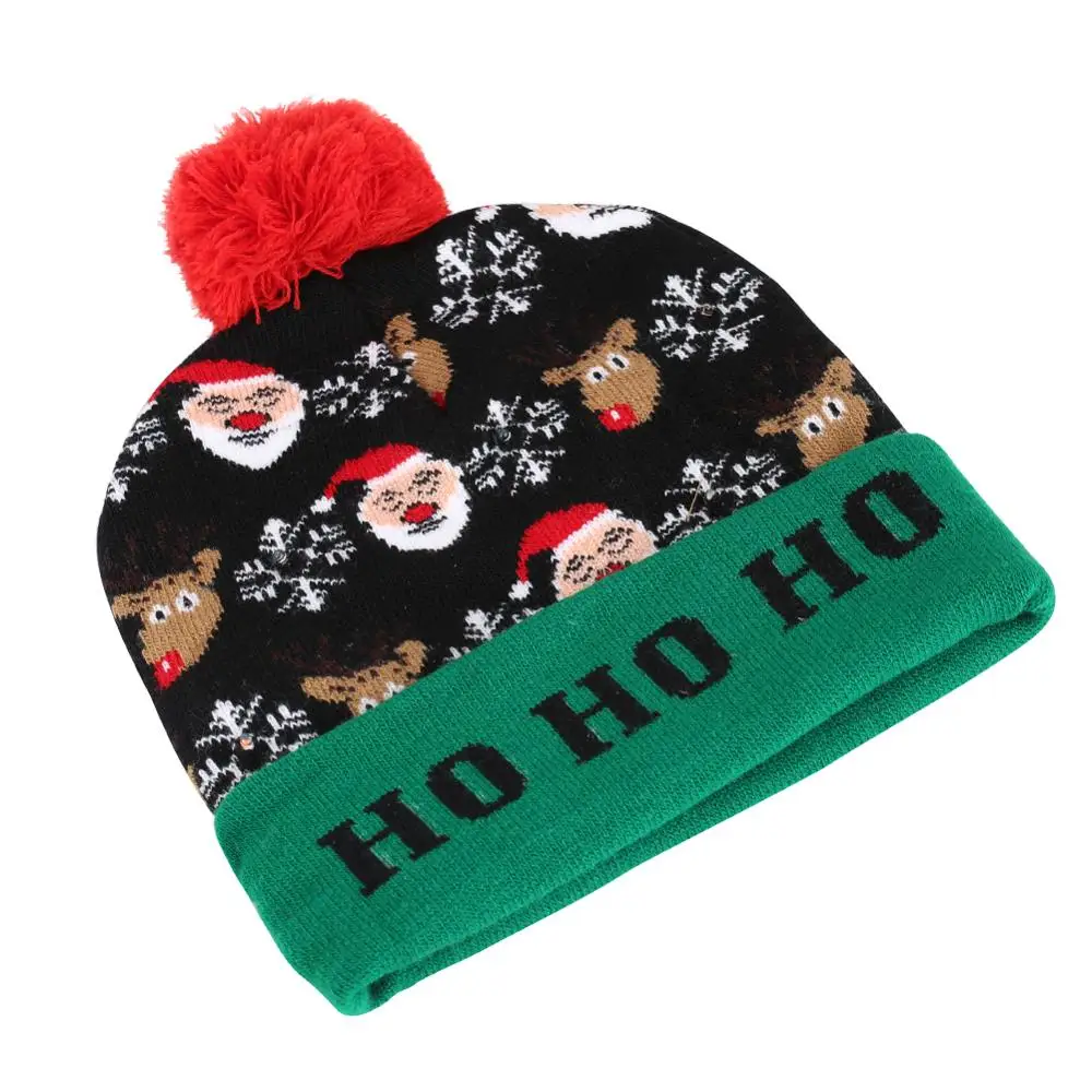 Черная Рождественская шапка Санта Клаус лося для женщин и мужчин шапки с