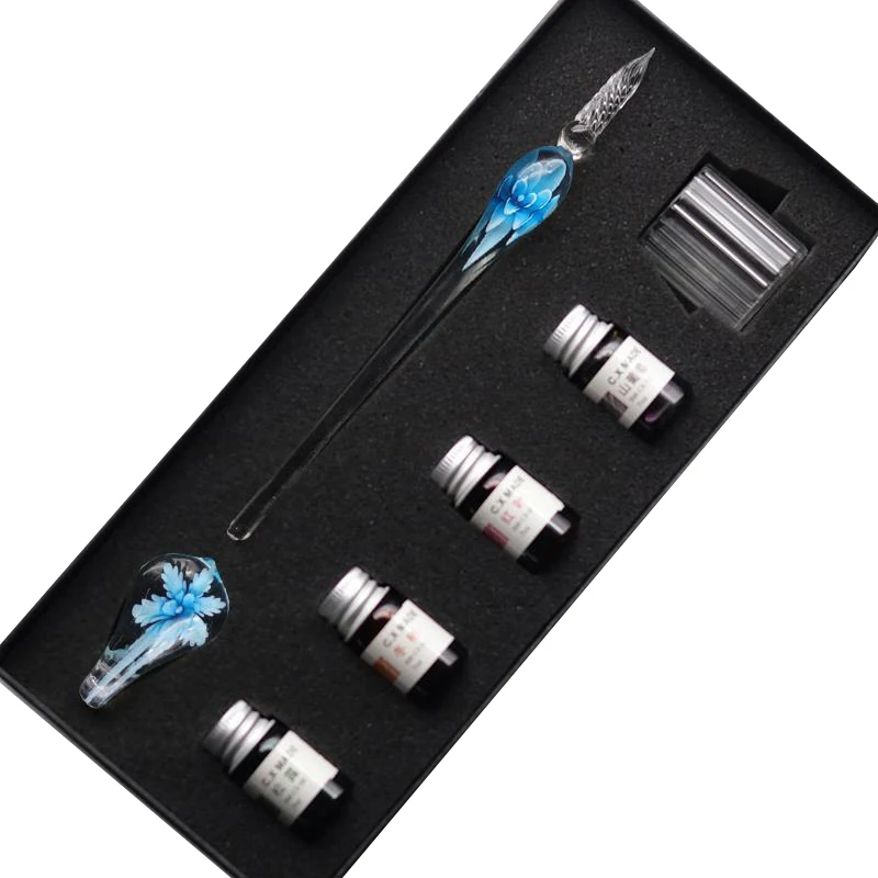 Стеклянная Ручка для каллиграфии набор ручек с хрустальными чернилами Чернила