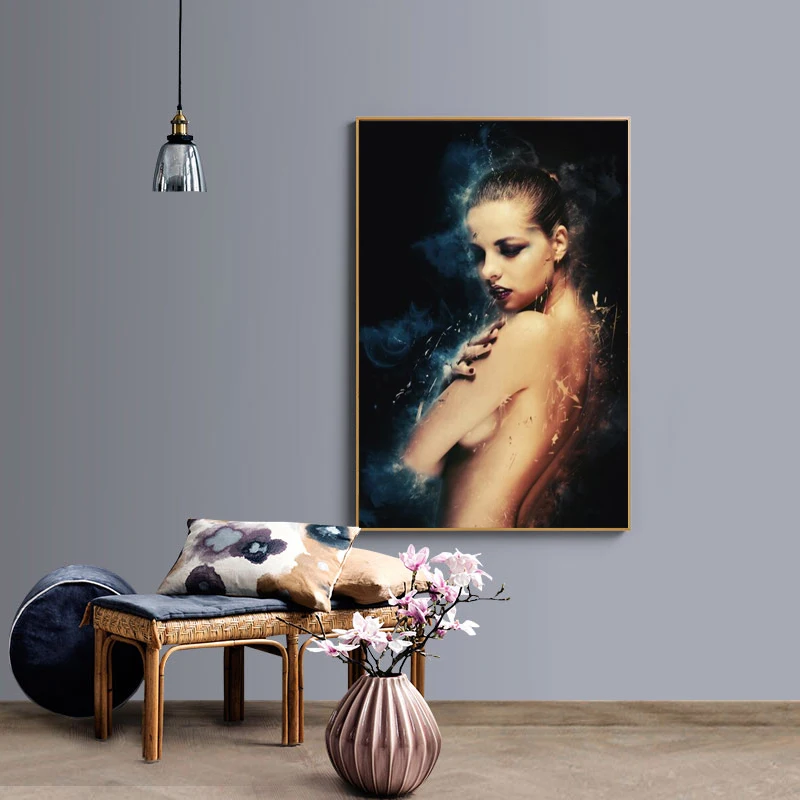 Современная картина маслом на холсте с сексуальным телом обнаженной женщины