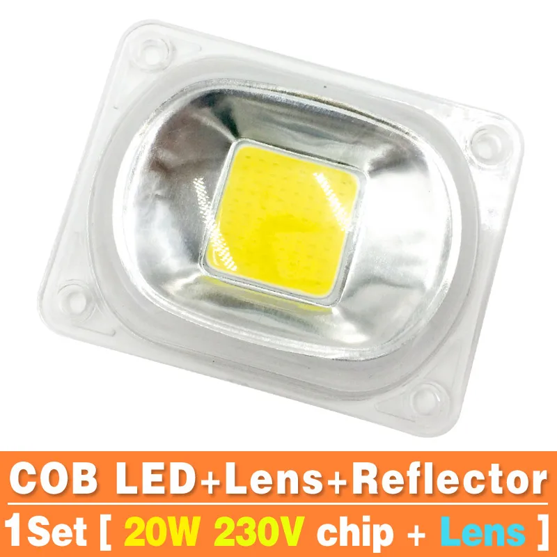20W with Lens 220V 1 комплект светодиодный удара растут чип+ объектив Рефлектор 50 W 30 W 20 W 110 V 230 V полный спектр 380nm~ 780nm легко DIY для роста свет Смарт IC - Испускаемый цвет: 20W with Lens 220V