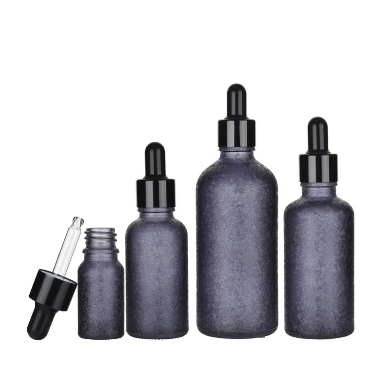 

10pcs Essential Oil Dropper Bottle Ice Crack Glass Cosmetic Refillable Empty Serum Pipette Bottle 5ml10ml15ml20ml30ml50ml100ml