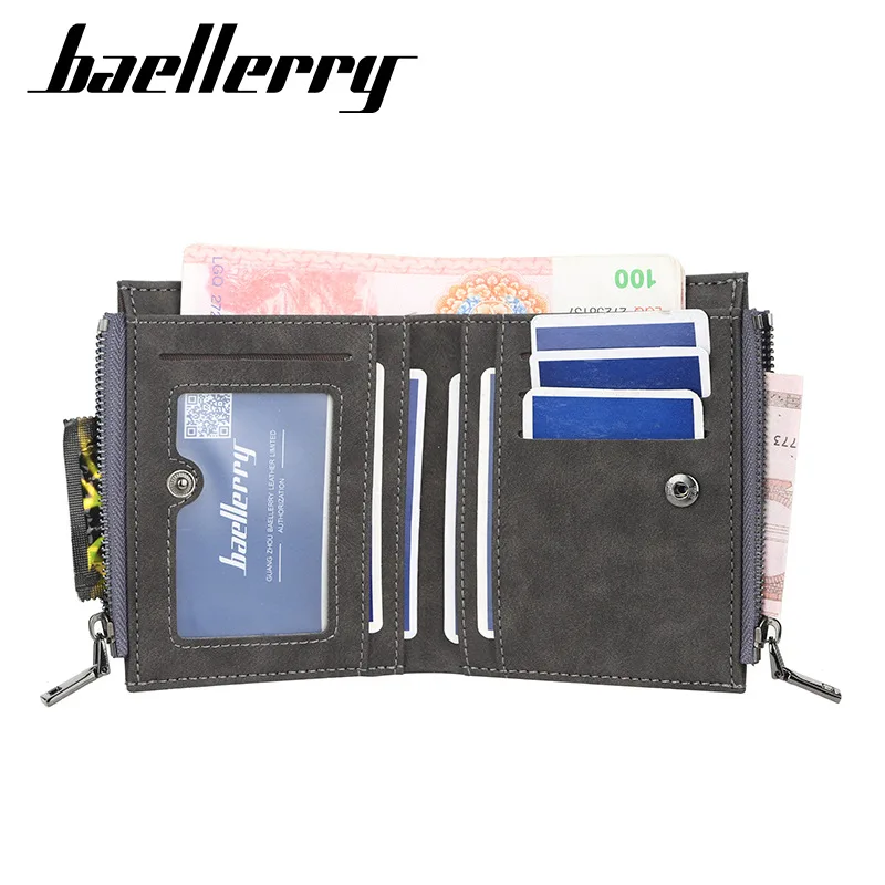 2022 Men Wallets Card Holders Double Zipper Fashion Short Purse PU Leather High Quality Male Gift For Boy | Багаж и сумки