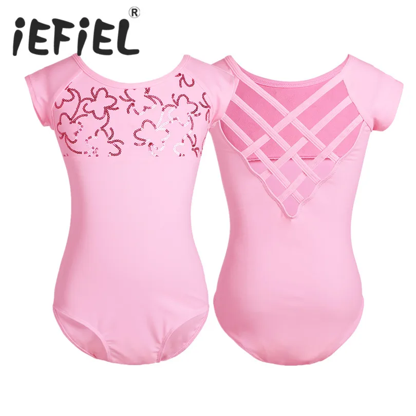 IEFiEL балетное платье для детей девочек балерина танцевальное с коротким рукавом