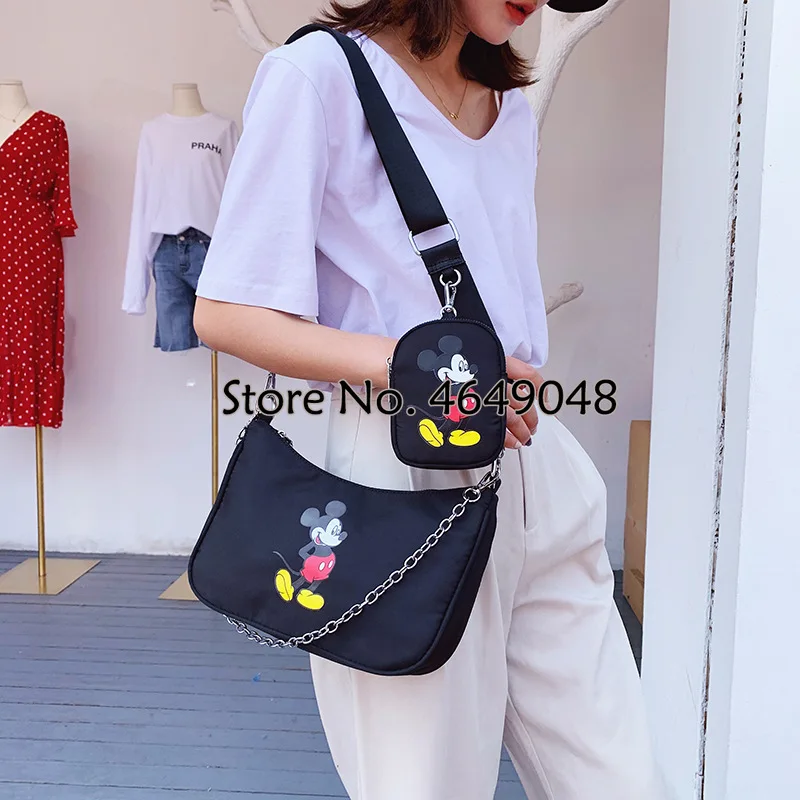 Холщовые сумки с Микки Маусом для женщин трендовая сумка мессенджер на плечо
