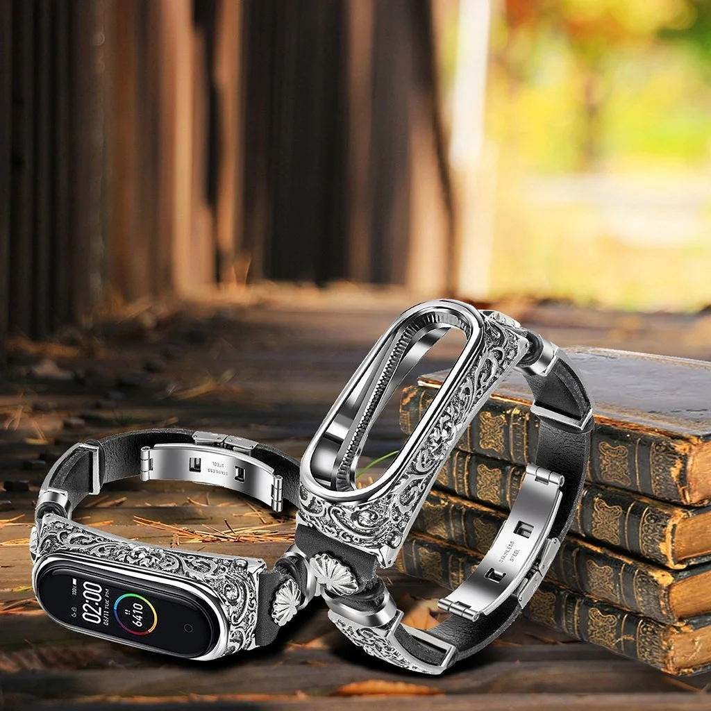 

Leather Strap for Xiaomi Mi Band 3 4 5 Retro Strap Bracelet Strap Weave Braided Strap For Mi band6 5 4 3 Replacement Wrist Strap