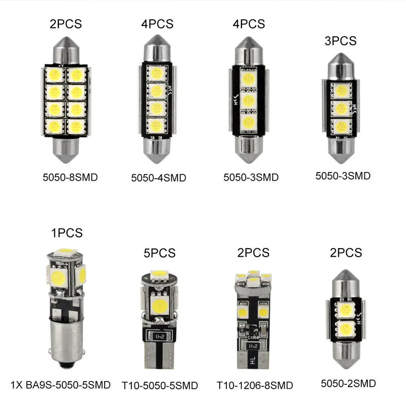 

23Pcs Auto Reading Lights Car LED Interior Lights Kit Double Tip 5050 Rear View Light 12V Universal Automobile LED Roof Lights