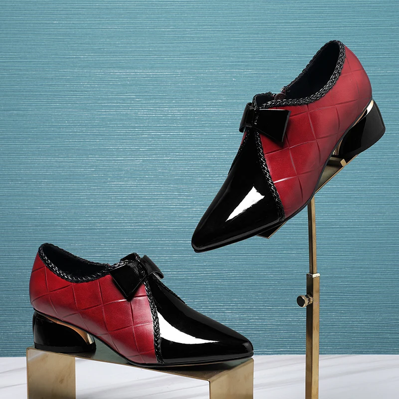 

2021 Genuine Leather med Heels ladies Pumps dress Shoes For Women Summer bowties Working Wedding Shoes Woman