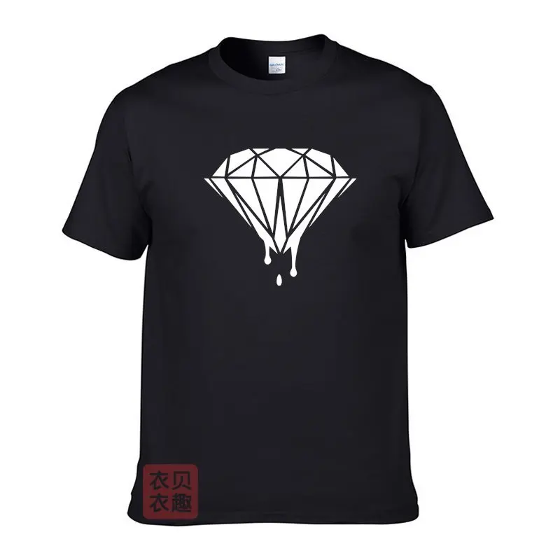 

European and American Fashion Diamond Pattern Printed T-shirt Men Women Short-sleeved