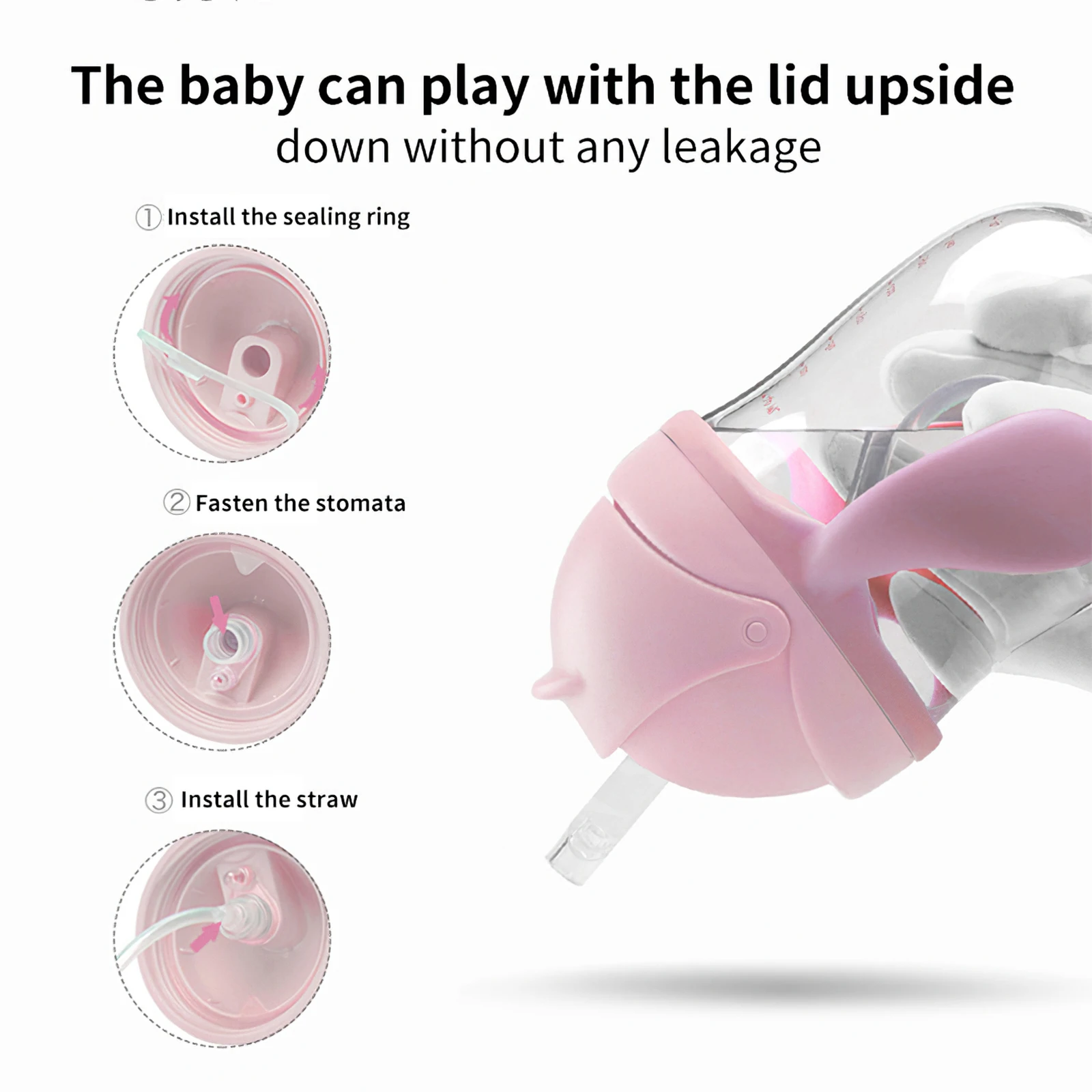 

Baby Sippy Cup With Straw Tube Dust Cover Multifunctional Children Learn Feeding Drinking Bottle Kids Training Cup For Home