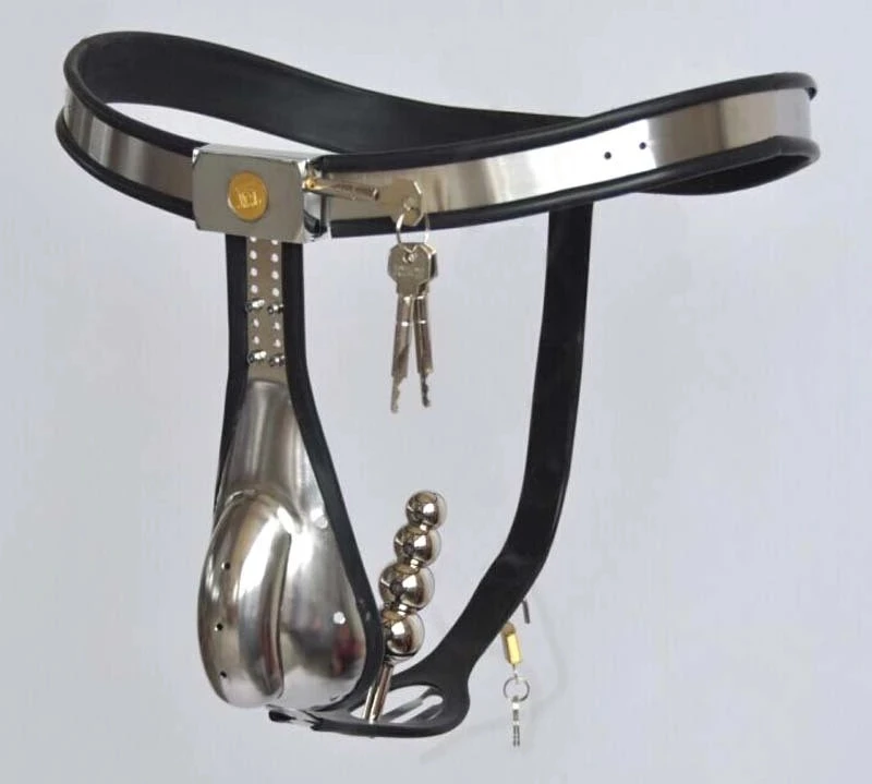 Stainless Steel Male Chastity Belt Cage With Removable Anal Bead Butt Plug Master Slave Lockable Penis Restraint Device Sex Toys