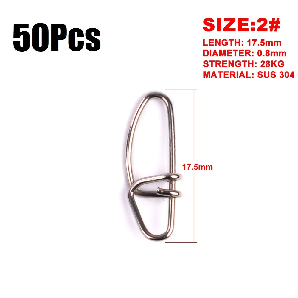 2 - 50pcs 50 шт./пакет Нержавеющая сталь разъем Быстрый защелка Замковая вертлюгом с застежкой безопасности защелки рыболовные приманки инструменты Крюк PESCA grip Swivel металла - Цвет: 2 - 50pcs
