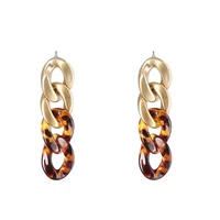 e7822 matte gold color resin leopard link chain dangle earrings new women simple designer jewelry wholesale