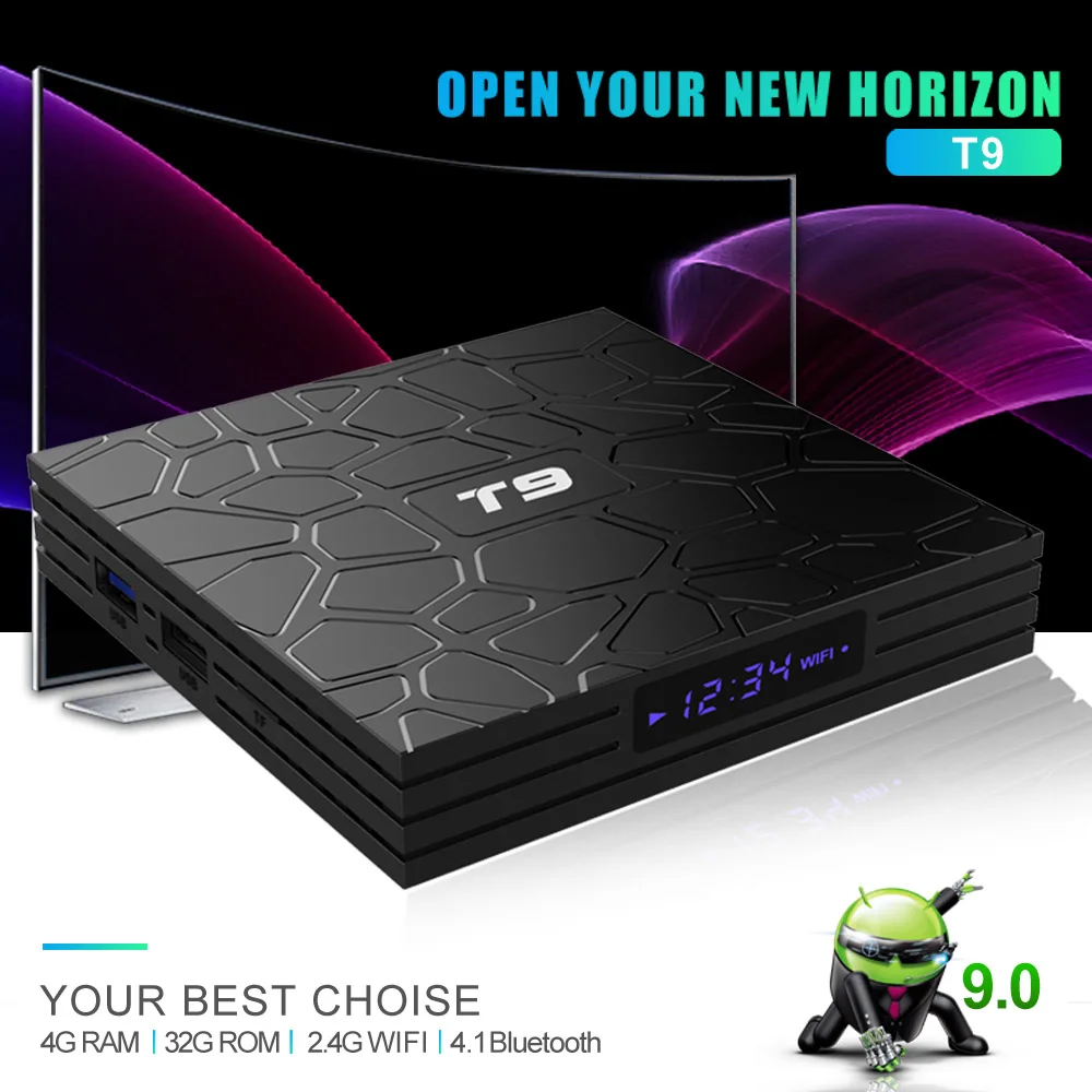 ТВ приставка Android 9,0 T9 4GB 64GB wifi 2,4G 5,0G четырехъядерный T9 RK3328 RK3118 4k смарт-приставка медиаплеер PK X96 4GB32GB ТВ приставка