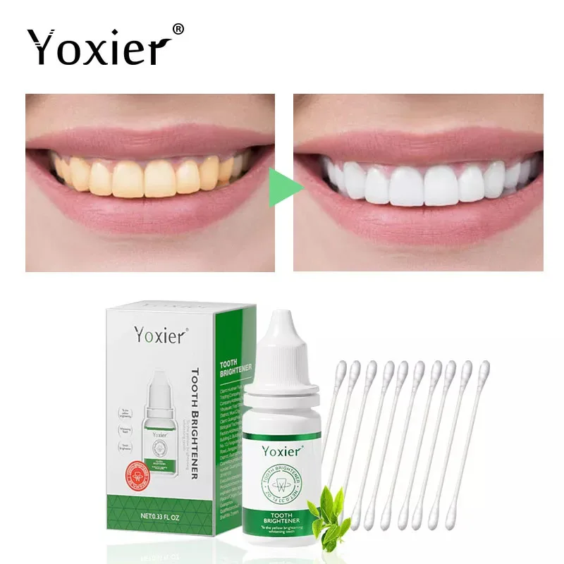 

Yoxier Teeth Whitening Essence 10ml Tooth Brighten Liquid With Cotton Swabs Dental Cleansing Serum to Remove Tooth Stains