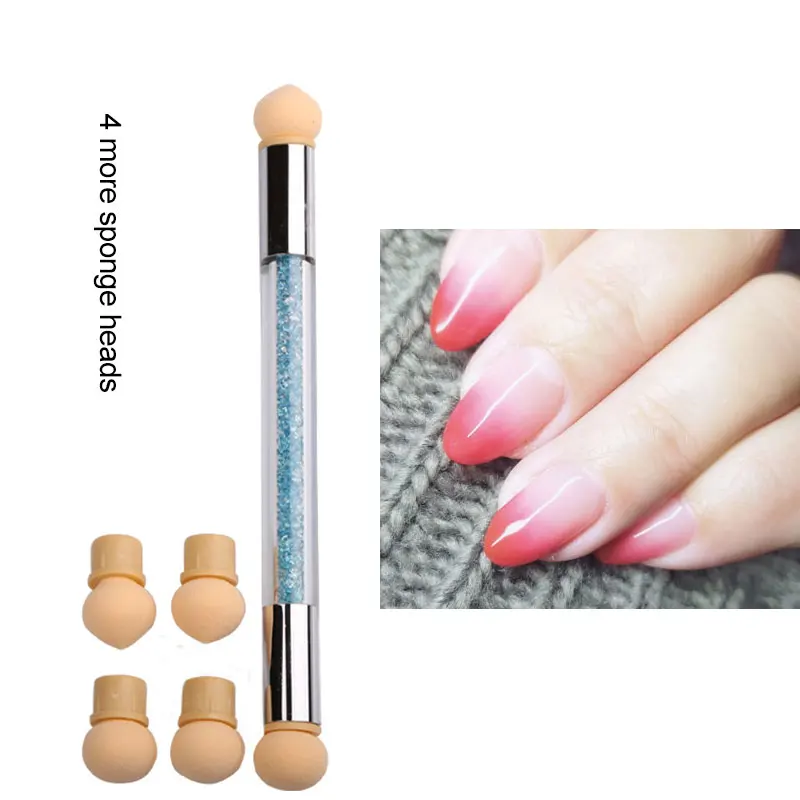 

4 шт. Двусторонняя кисть для градиентного затемнения, кисть для точек, губка, ручка стразы, кисть для дизайна ногтей, инструмент для рисовани...