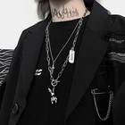 Ожерелье многослойное из нержавеющей стали, длинная цепь в стиле хип-хоп для женщин и мужчин, ювелирное изделие с подвеской в виде кроличьего Креста в стиле панк, 2021