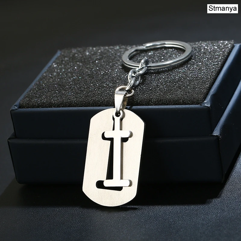 I DIY из нержавеющей стали A-Z буквы брелок талисман 26 букв брелок мужской женский брелок пара подарок ювелирные изделия автомобильный брелок - Цвет: I