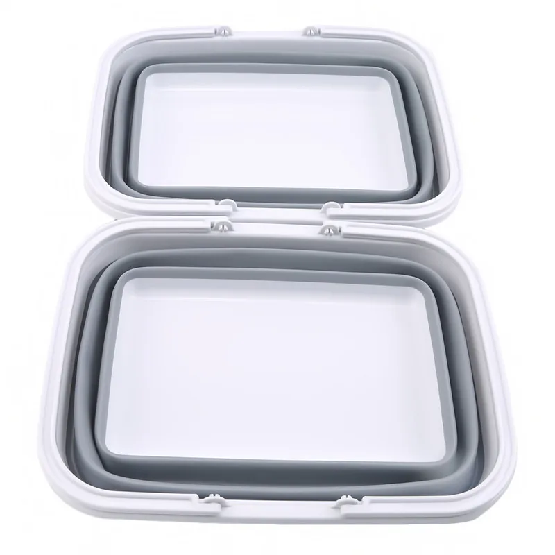 

2pcs/set Portable Foldable Bucket For Mop Washing Silicon Folding Handheld Cleaning Bucket Mop Set Home Cleaning Tools