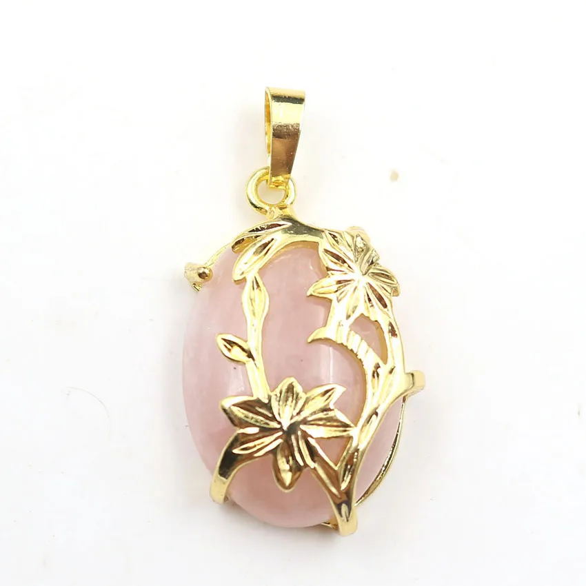 XSM роза цветок овальной формы подвески эллипс натуральный кристалл камень черная