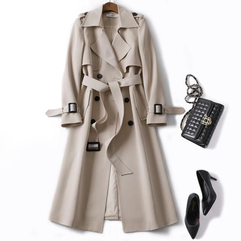 Fitaylor/Новинка Сезон весна-осень Женский модный двубортный Тренч с отложным