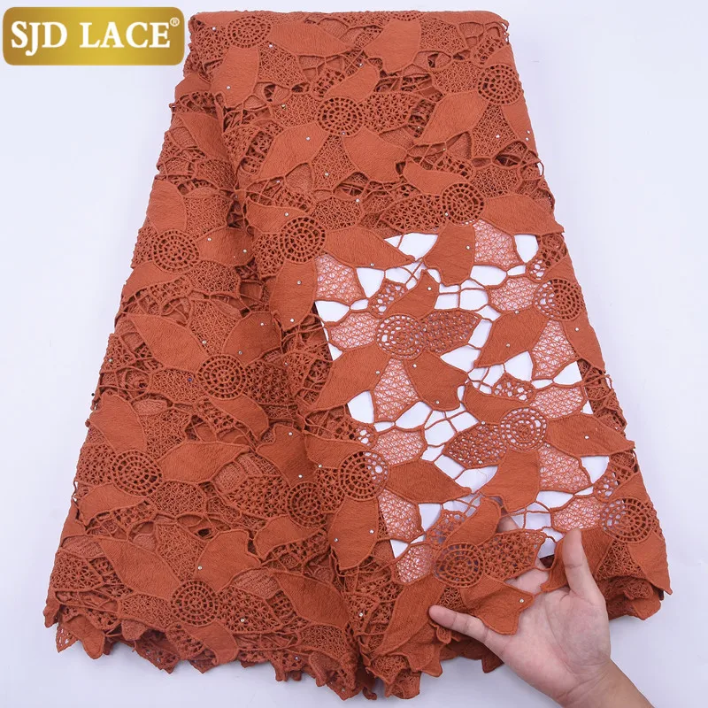 SJD кружева чистый белый африканская кружевная ткань вышивка водорастворимый
