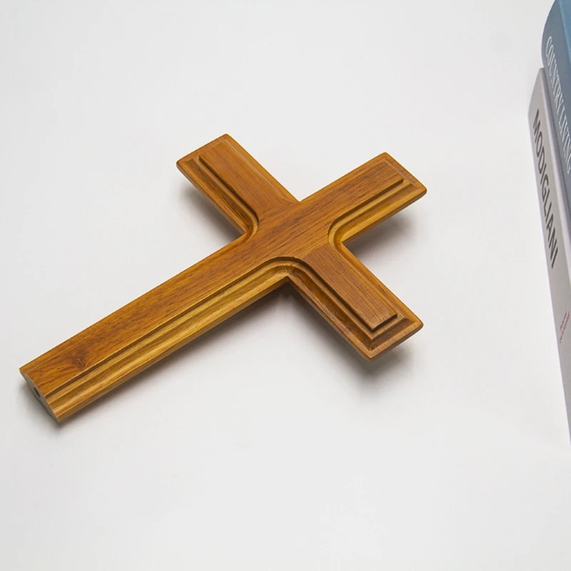 Cruz de pie de madera para decoraci&oacute;n, Cruz de Altar con soporte, mesa de doble cara, regalo-2