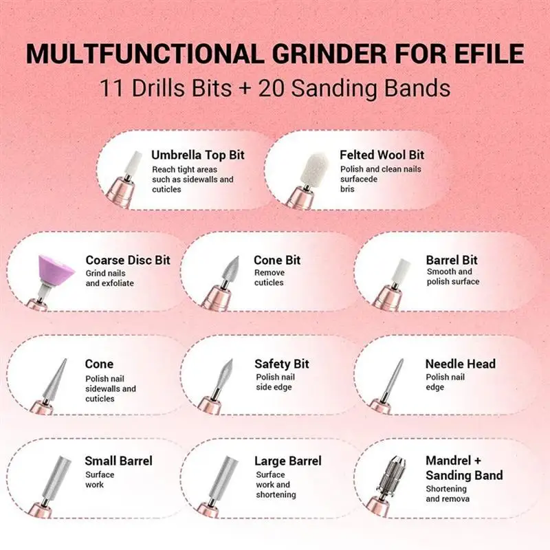 

Electric Nail File USB Electric Nails Drill Kit Manicure Pedicure Polishing Machine For Women Men Manicure Nagel Apparatuur Nail