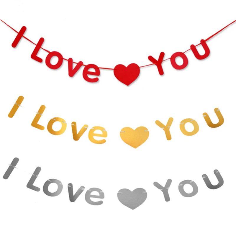 

Wedding Decoration I Love You Balloon Banner Red Heart Foil Balloon Romantic Valentine's Day Anniversary Ball Christmas Supplies