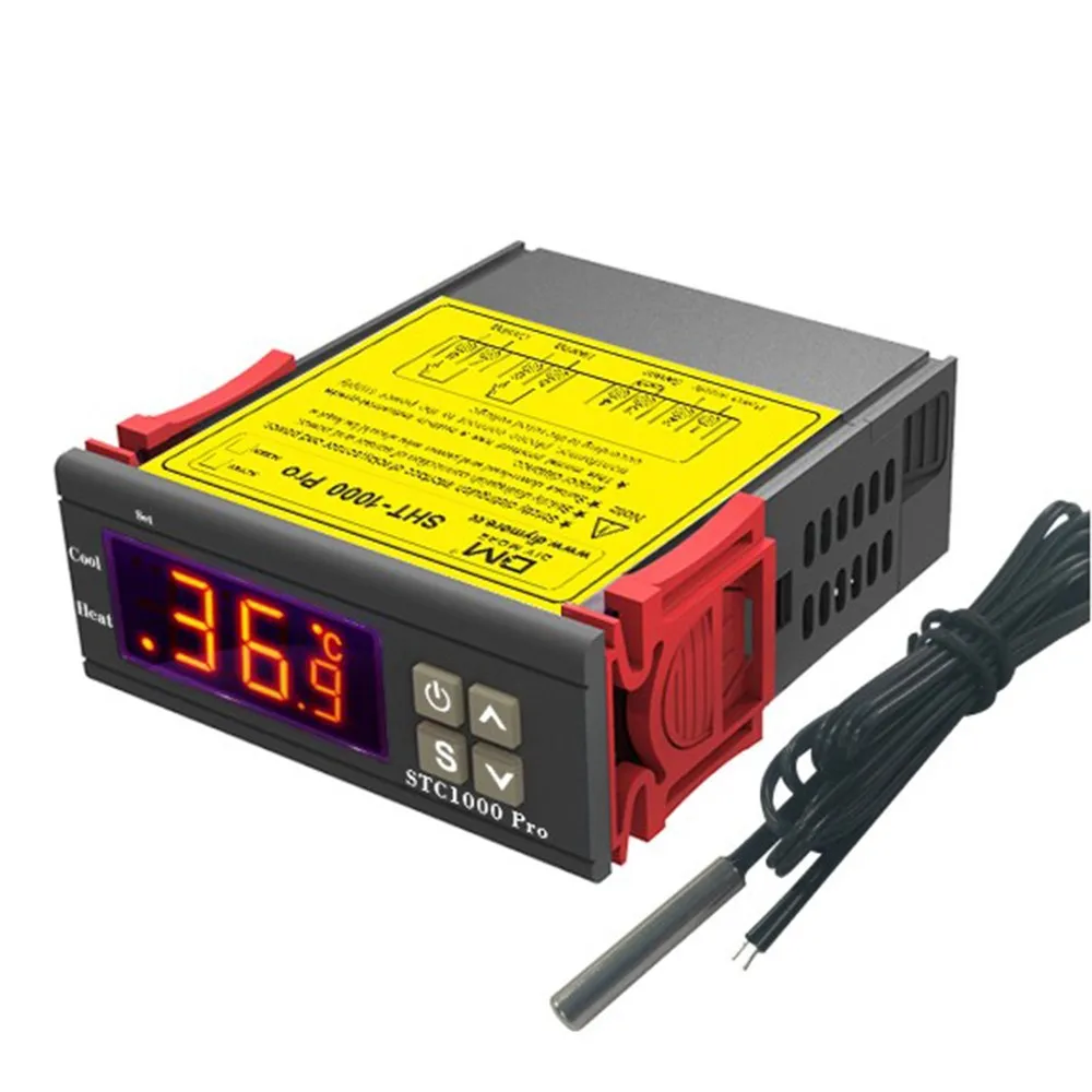 

Цифровой регулятор температуры STC-1000 Pro, светодиодный термостат для инкубатора 110 В/220 В переменного тока, Терморегулятор с реле нагрева и охл...