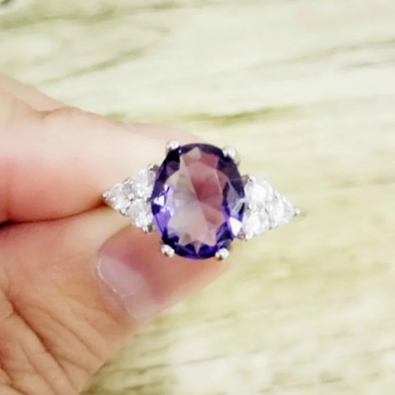 

Elegant and Fashionable Purple Diamond Engagement Wedding Romantic Bridal Ring Gift Jewelry Size 6-10