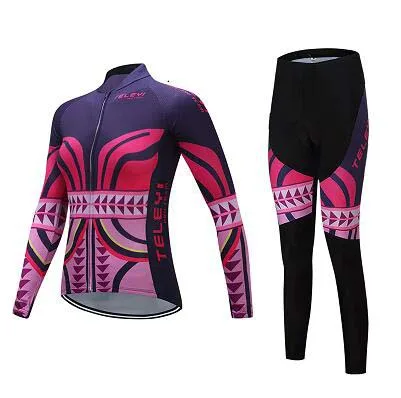 Jersey and Pants Зимняя одежда для велоспорта, женский комбинезон, теплая флисовая велосипедная одежда для триатлона, костюм, женское ретро платье, велосипедная одежда, Одежда MTB - Цвет: Jersey and Pants