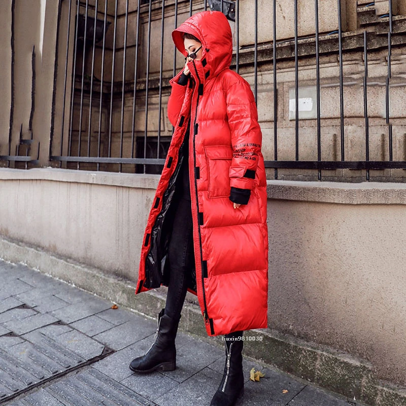 Зимняя Глянцевая парка 2020 спортивная теплая куртка женское Свободное длинное