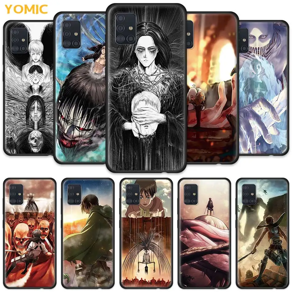 

Attack On Titan Case for Samsung Galaxy A51 5G A71 A50 A21s A31 A10 A41 A20e A70 A30 A11 A40 A12 A20s Black Phone Cover Anime