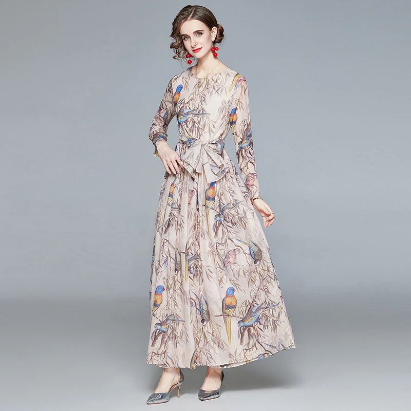 Женское модельное платье с поясом плиссированное винтажное рубашка длинным