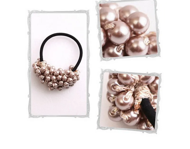 

2 pcs Hair Accessories Pearl Elastic Rubber Bands For Women Girl Ponytail Holder