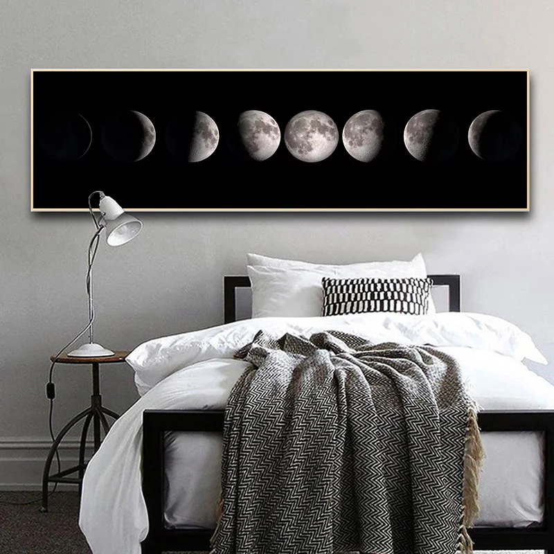Moon Phase холст Постер Черный Белый художественный принт La Lune длинная картина