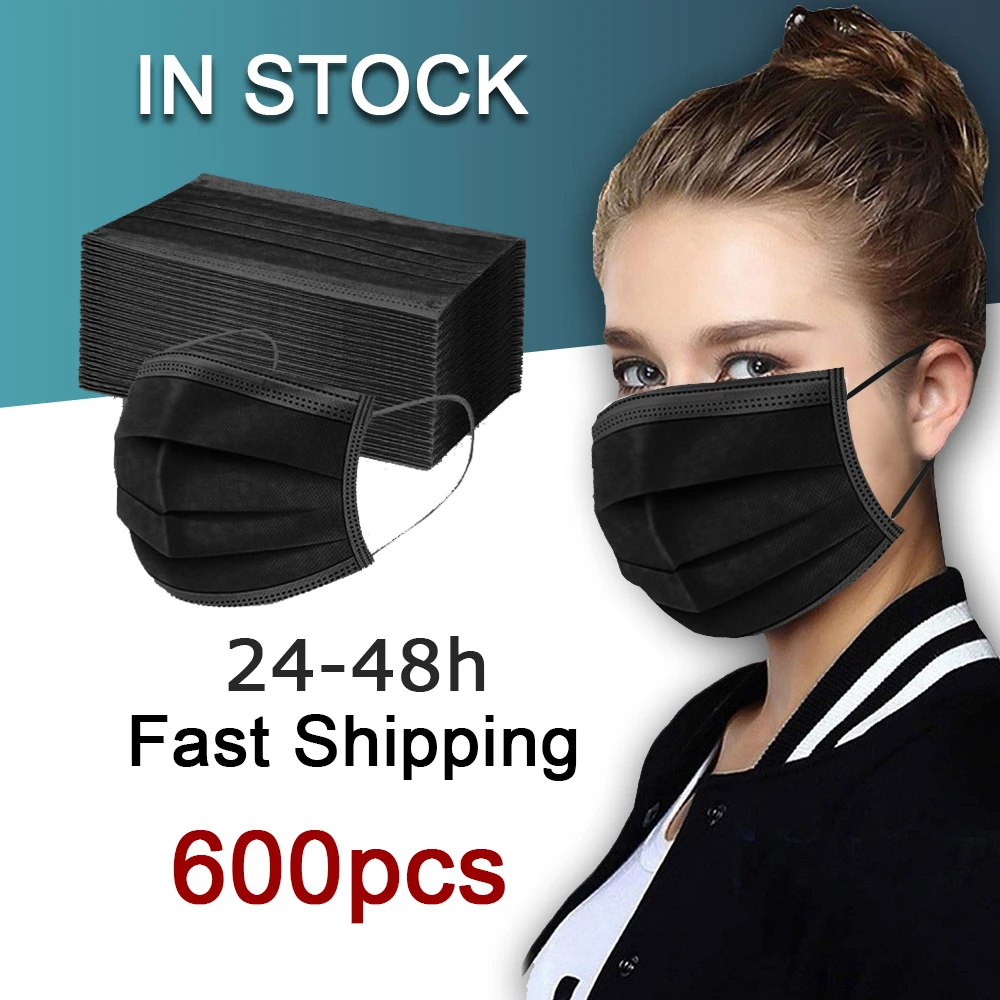 

Wholesale Disposable Face Mask Adult Black Mask Blue mascarillas negras masque noir 100 200 unidades 50/100/200/500/600pcs