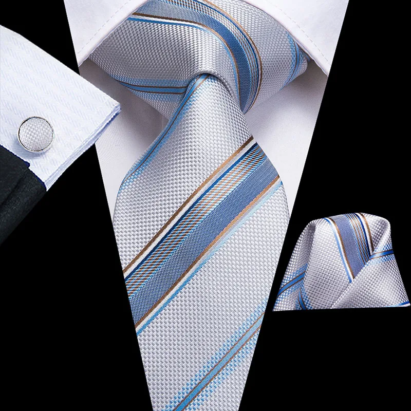 SN-1641 Hi-Tie Модные синие шелковые галстуки для мужчин Пейсли и полоса шеи галстук платок набор запонок для мужчин костюм деловой свадьбы