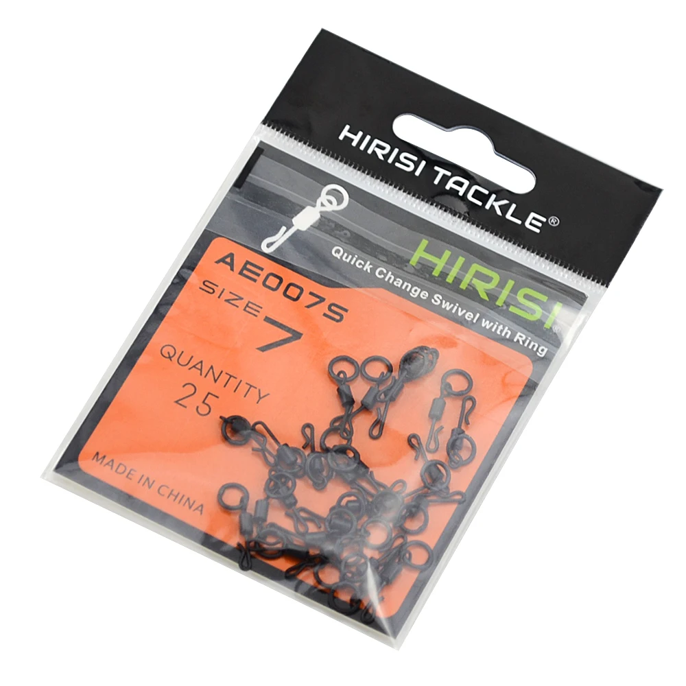 50 Pieces Carp fishing terminal tackle accessories Long body Q-shaped fishing swivel snap with solid ring AE007S