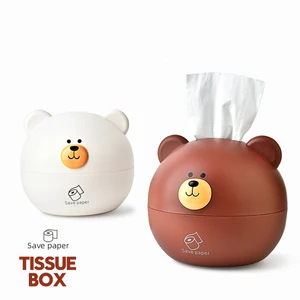 Коробка для салфеток в скандинавском стиле с милым медведем, коробка для хранения круглой формы, контейнер для полотенец, Держатель салфеток