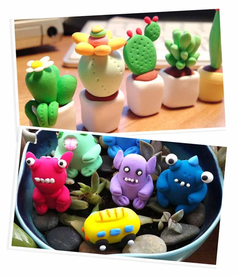24 шт DIY Fimo Полимерная глина набор для выпечки для литья вручную головоломка для моделирования для малышей ручная печать слизи слимы глина игрушки для детей