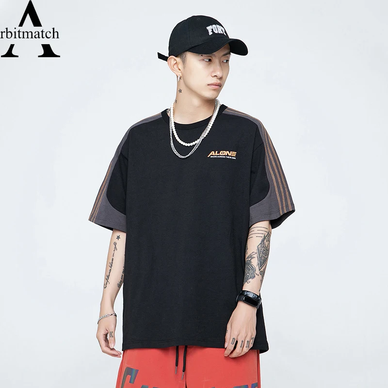 

Мужская хлопковая футболка в полоску, с коротким рукавом