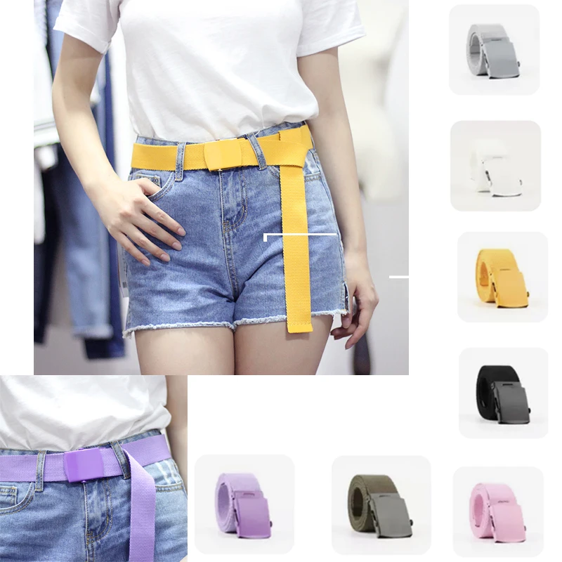 

Nylon Belt Buckle Fans Canvas Belt Youth Colorful Waistband Thicken 3.8cm Width 130cm Length